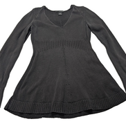 Pull Calvin Klein Femme Noir Col V Coupe Longue Évasée - Taille M