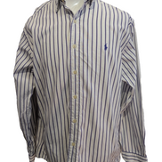 Chemise Ralph Lauren Shirt Golf L Lowell Sport Rayée Violet Two-Ply Coton