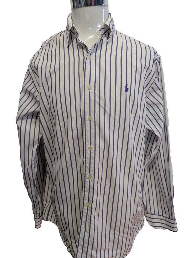 Chemise Ralph Lauren Shirt Golf L Lowell Sport Rayée Violet Two-Ply Coton