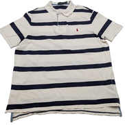 Polo rugby manches courtes Polo Ralph Lauren XXL rayures marine blanc Custom Fit