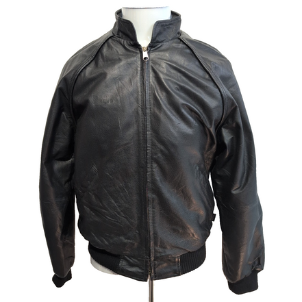 Blouson Cuir Femme XS Canada Sportswear TP Noir Bomber Racing Vintage |52c