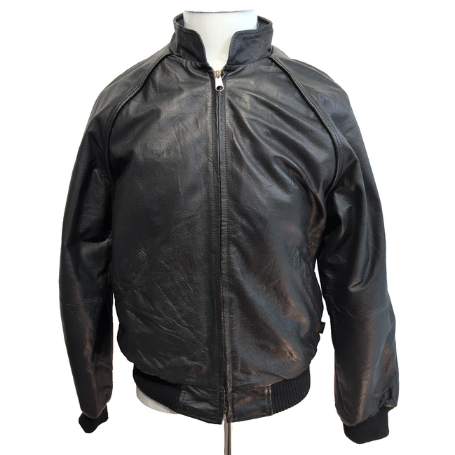 Blouson Cuir Femme XS Canada Sportswear TP Noir Bomber Racing Vintage |52c
