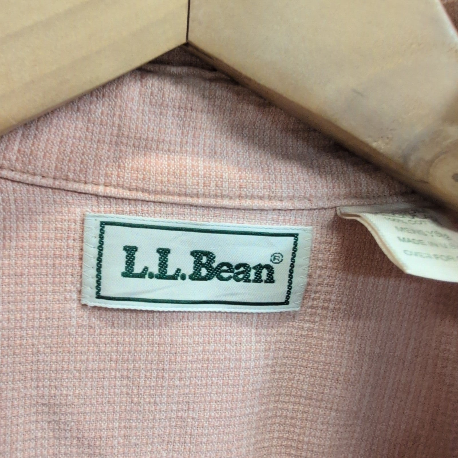 Chemise L.L. Bean corail saumon uni manches courtes taille M #197e