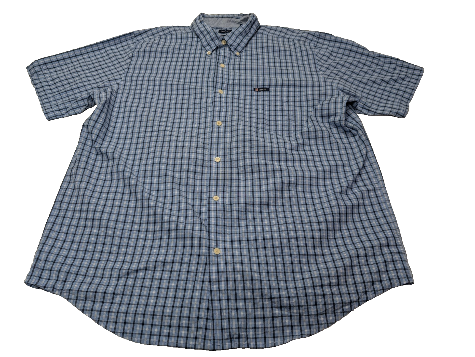 Chemise CHAPS manches courtes bleu à carreaux taille XL #233msch