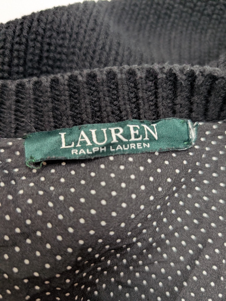 Pull Lauren Ralph Lauren Femme XXL Noir Coton Col Rond Nœud à Pois