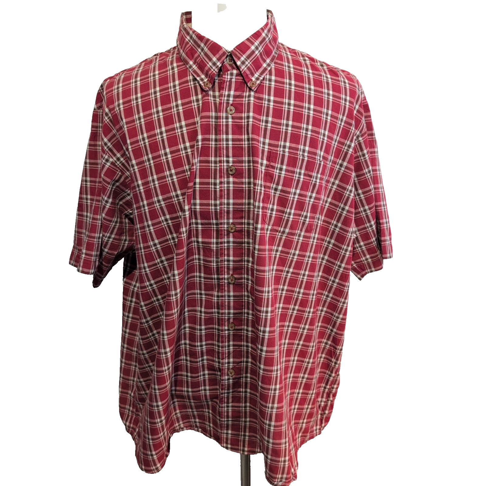 Chemise Wrangler Manches Courtes Rouge à Carreaux à Poche Taille 2XL