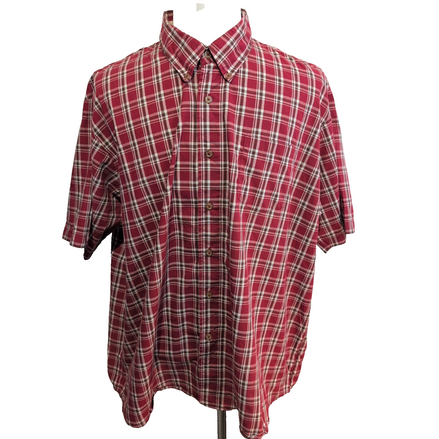 Chemise Wrangler Manches Courtes Rouge à Carreaux à Poche Taille 2XL