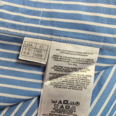 Chemise Brooks Brothers XL Regular Fit Bleu Rayures 100% Coton
