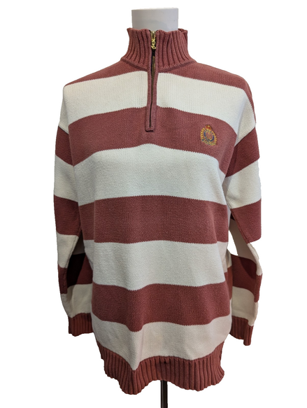 Pull Ralph Lauren (Lauren) Femme L Col Zip Coton Épais Écusson Brodé Chic 🏷️