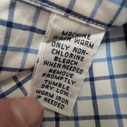 Chemise Ralph Lauren Classic Fit S Blanc Bleu Carreaux Manches Longues