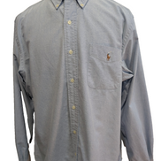 Chemise Ralph Lauren Classic Fit Taille XL Bleu Clair Manches Longues Poche XL