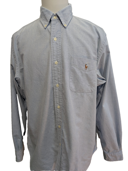 Chemise Ralph Lauren Classic Fit Taille XL Bleu Clair Manches Longues Poche XL