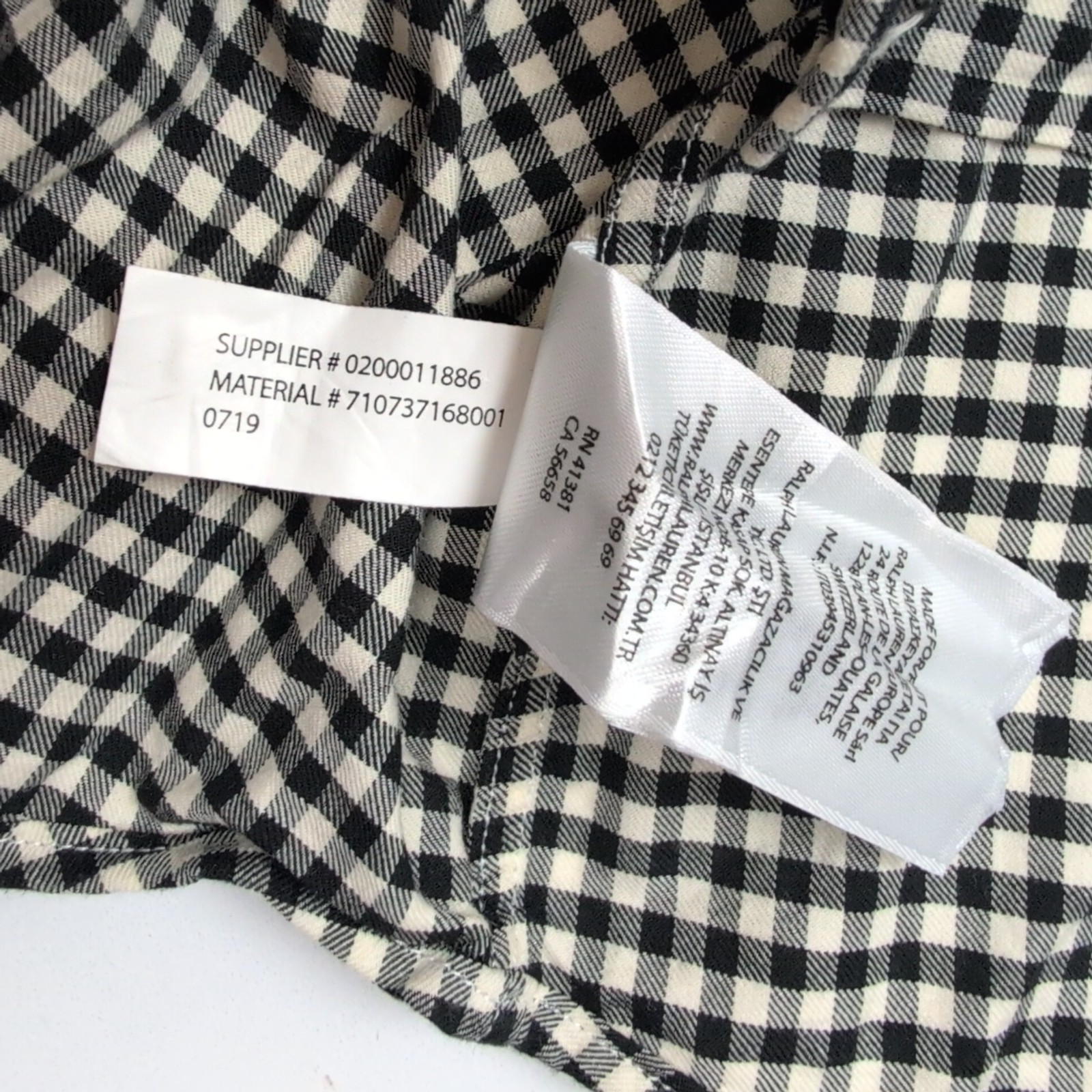 Chemise Polo Ralph Lauren M Slim Fit Noire Blanche Carreaux Shirt Col Classique