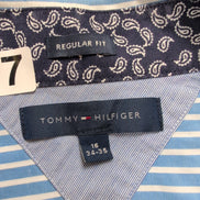 Chemise Tommy Hilfiger Homme Taille L Rayée Bleu Ciel Blanche Coton Paisley