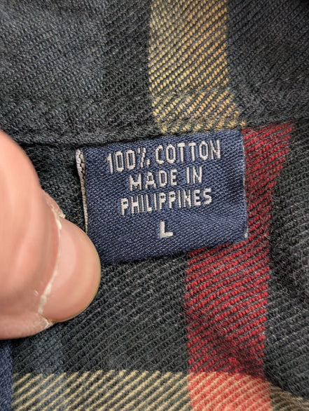 👕 Chemise IZOD L Flanelle Tartan Rouge Beige Coton |302S