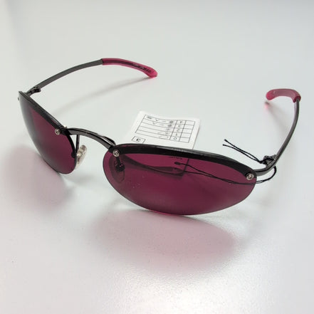Lunettes de soleil bordeaux monture métal ovale branches fines