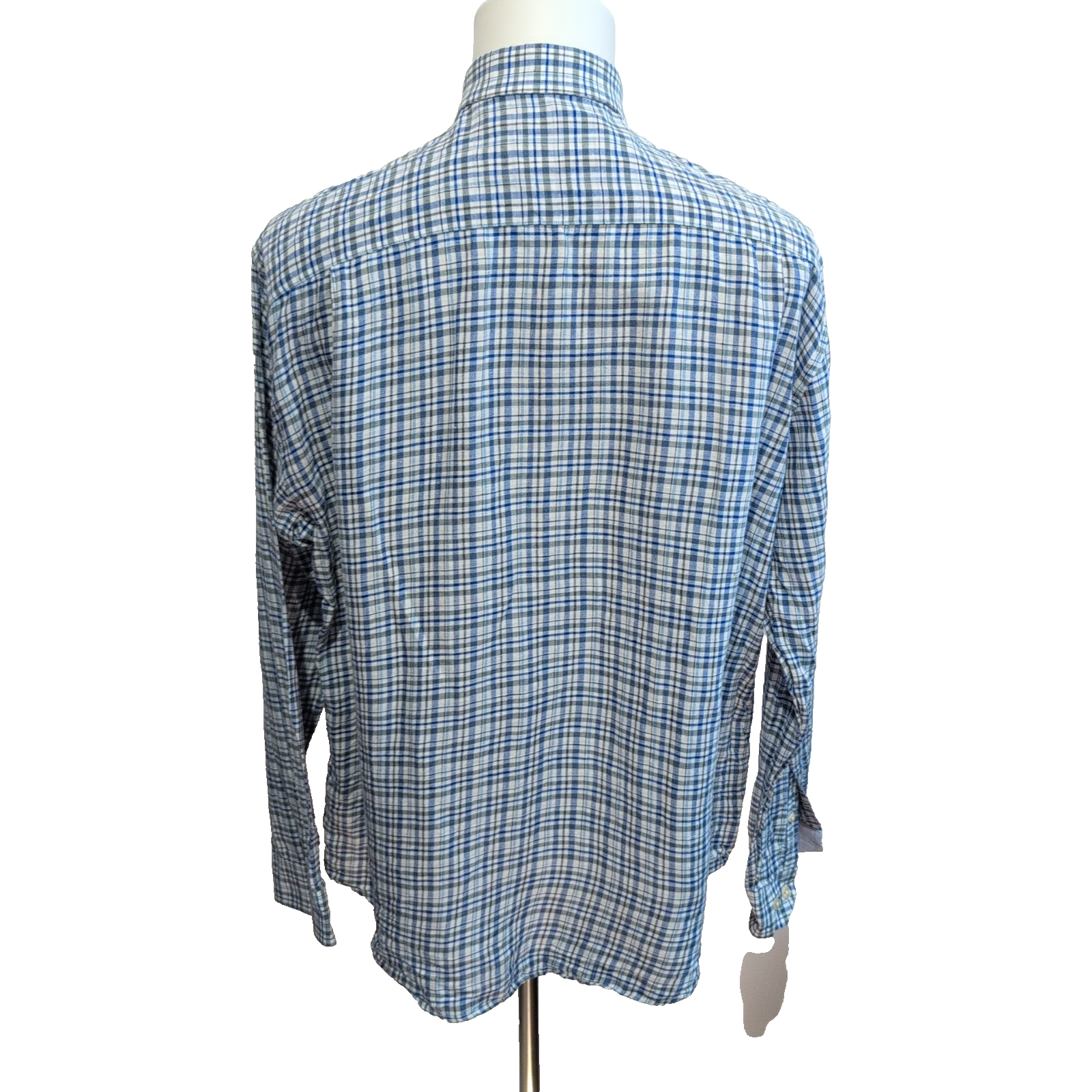 Chemise Nautica Classic Fit 16.5 L XL Carreaux Bleu Vert Coton manches longues