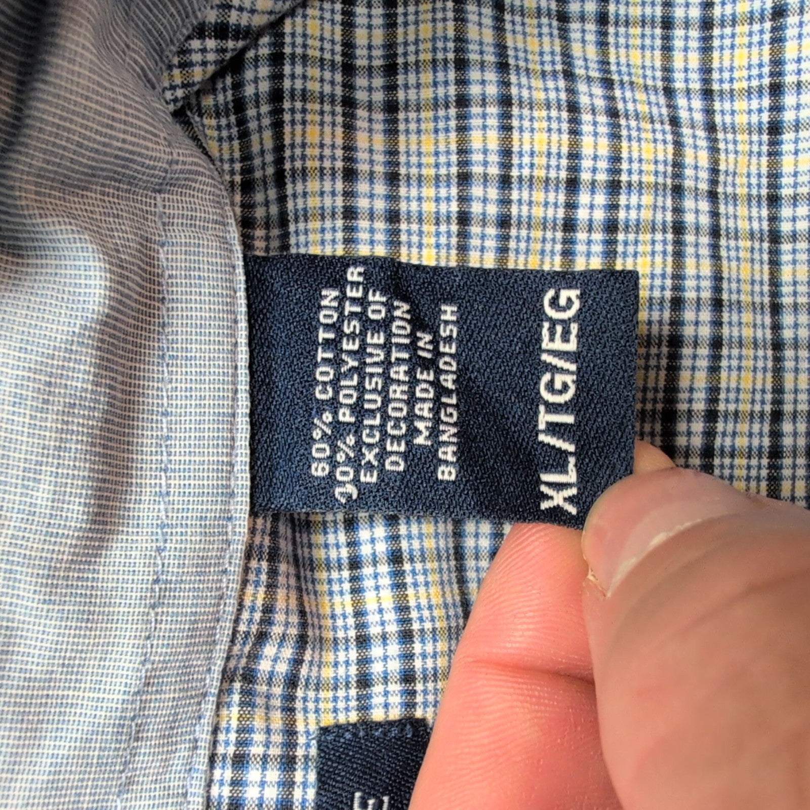 Chemise CHAPS noire et jaune à carreaux manches courtes taille XL #15e
