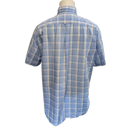 Chemise nautica bleu à carreaux Manche courte Taille XL Une poche logo bred bleu