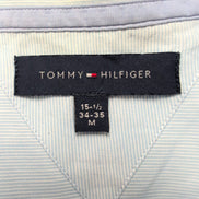 Chemise Tommy Hilfiger Homme Taille M/L Bleu Clair Rayée Coton Poche