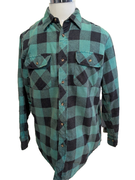 Outdoor Exchange Veste Surchemise Matelassée Carreaux Vert Noir M Vtg 🔥 |259S