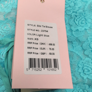 Haut Court Femme HUNKØN XS Dentelle Turquoise Manches Longues Neuf