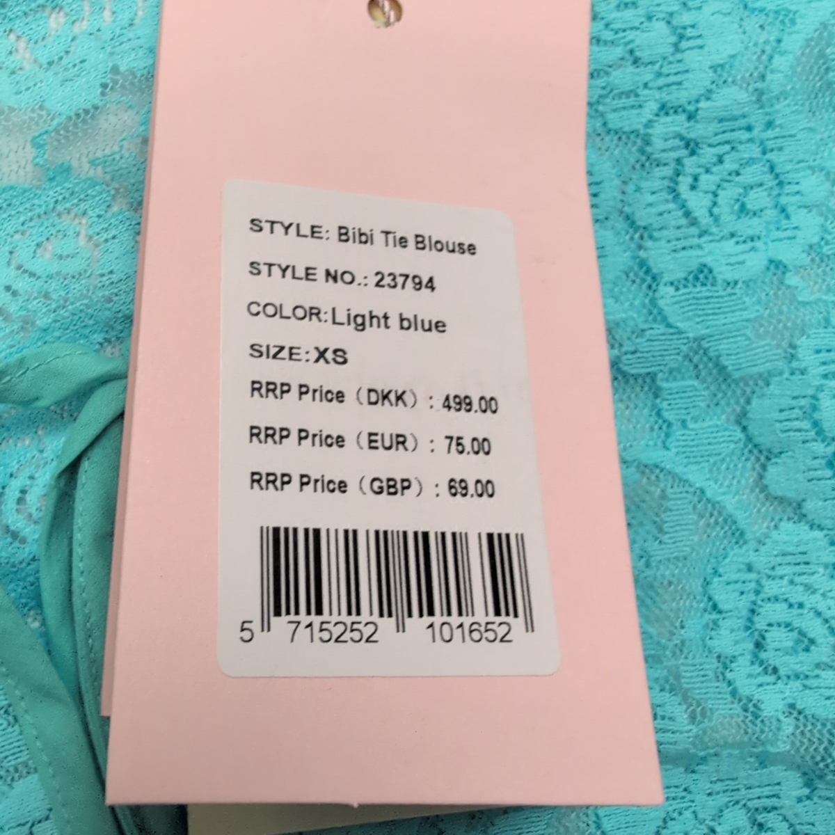 Haut Court Femme HUNKØN XS Dentelle Turquoise Manches Longues Neuf