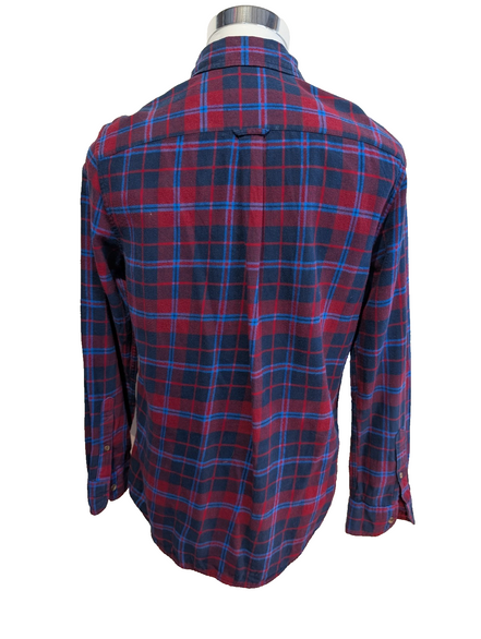 CHAPS Flanelle Rouge Bleu Marine S Logo Brodé EE VINTAGE 100% Coton | 321S