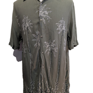 Chemise Hawaïenne CROFT & BARROW Kaki Motifs Palmiers - Taille L