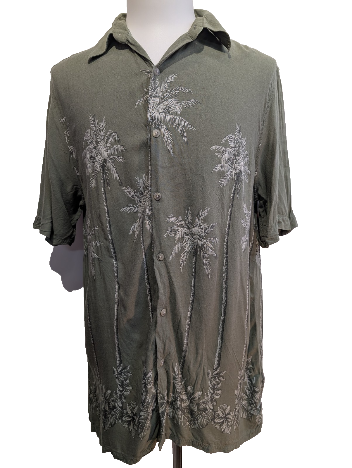 Chemise Hawaïenne CROFT & BARROW Kaki Motifs Palmiers - Taille L