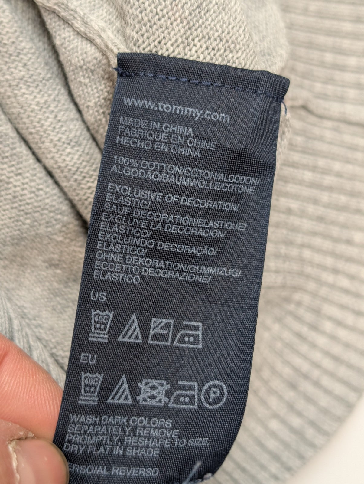 Pull Fin Tommy Hilfiger Gris Chiné Col Rond - Taille S