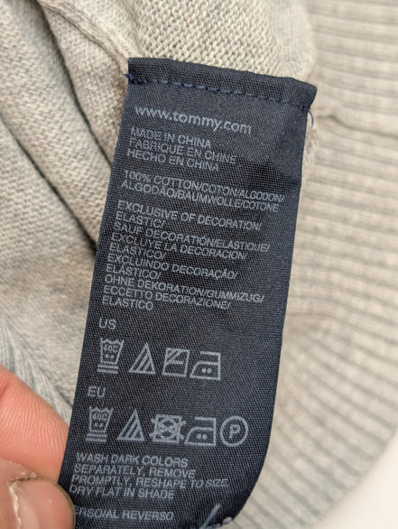 Pull Fin Tommy Hilfiger Gris Chiné Col Rond - Taille S