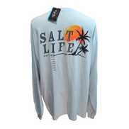 T-shirt Salt Life Manches Longues 2XL Bleu Clair Coton Neuf avec Étiquette