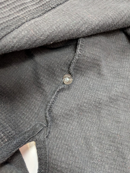 Sweat LEE Noir Vintage Col Boutonné Maille Gaufrée Nid Abeille Coton Taille L