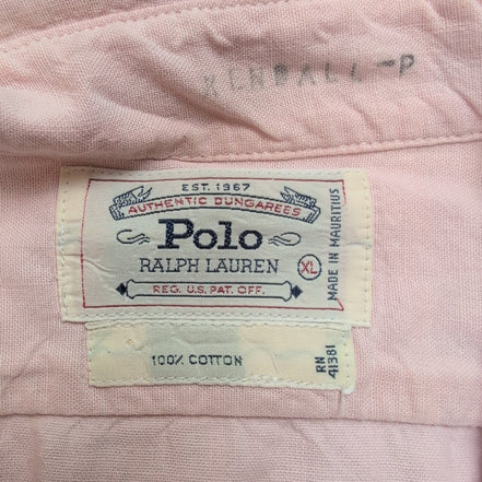 Chemise Polo Ralph Lauren Workwear rose 3 poches vintage logo L