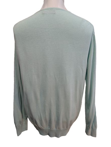 Pull Fin Polo Ralph Lauren Écusson Col V XL Vert Pastel 100% | 539WSR