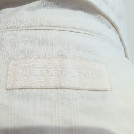 Chemise Hawaïenne Nautica M Blanc Rayures Gaufrées 100% Coton manches courtes