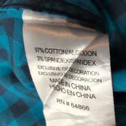 Chemise Lee Manches Courtes Bleue et Noire à Carreaux à Poche Taille XL