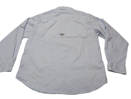 Chemise Columbia PFG bleu et blanche à carreaux taille L #286msch