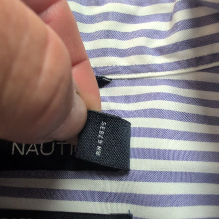Chemise Nautica XXL Violet Rayures 100% Coton Mercerisé Logo Brodé