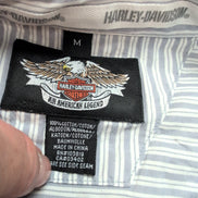 Chemise Harley Davidson M gris rayures aigle brodée Ride Hard biker rare