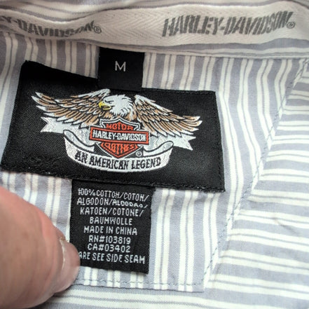 Chemise Harley Davidson M gris rayures aigle brodée Ride Hard biker rare