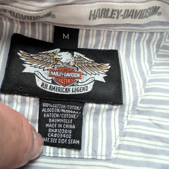 Chemise Harley Davidson M gris rayures aigle brodée Ride Hard biker rare