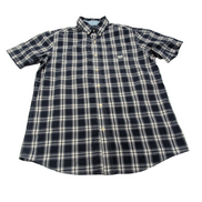 Chemise CHAPS à carreaux bleu marine manches courtes taille L #127e