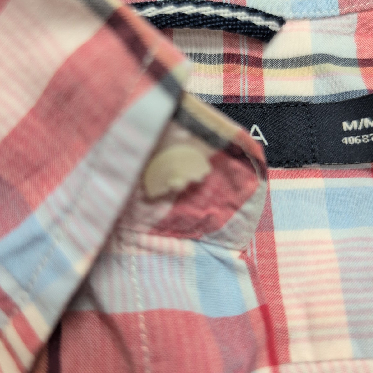 Chemise Nautica M Rouge Bleu Carreaux Manches longues Coton Logo Brodé Poche