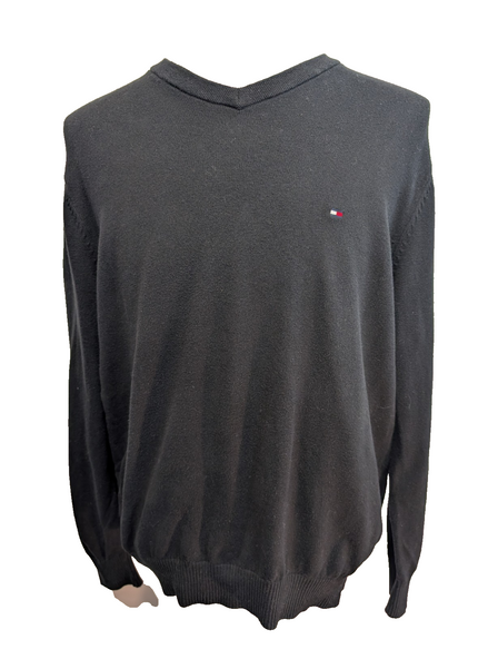 Pull Tommy Hilfiger Homme Col V Noir Profond - Taille L