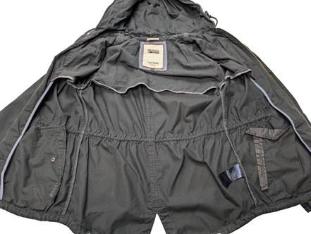 Tommy Hilfiger Denim Parka Veste Femme Noire Capuche Coton Ajustée M | 321BSR
