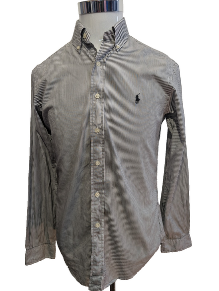 Chemise Polo Ralph Lauren Shirt S Slim Fit Stretch Rayures Noir Button Down