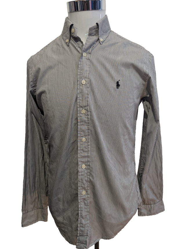 Chemise Polo Ralph Lauren Shirt S Slim Fit Stretch Rayures Noir Button Down