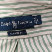 Chemise Ralph Lauren verte à rayures avec poche sans logo taille L #2503